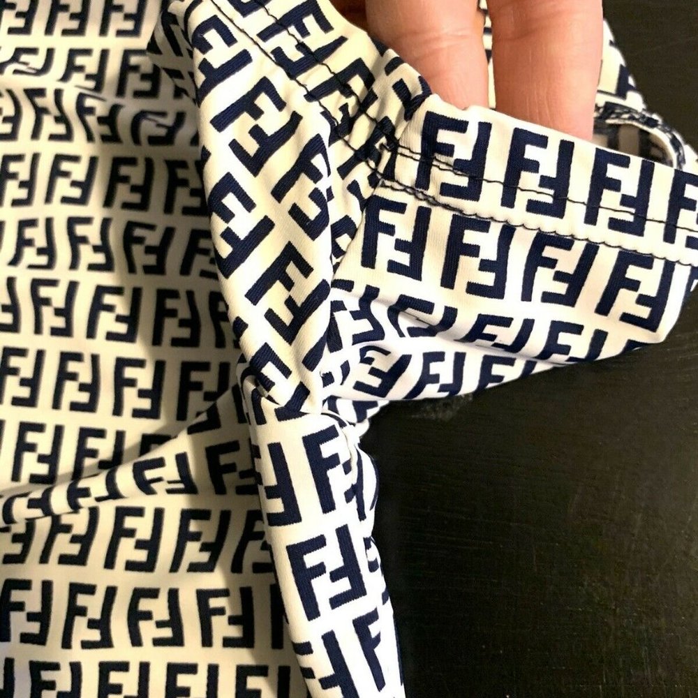 FENDI MONOGRAM SHIRT NAVY/WHITE SIZE S - Picture 9 of 9
